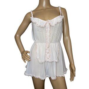 Victorias Secret Sheer Pink Lace Ruffle Coquette Babydoll Maid Slip Sexy Little